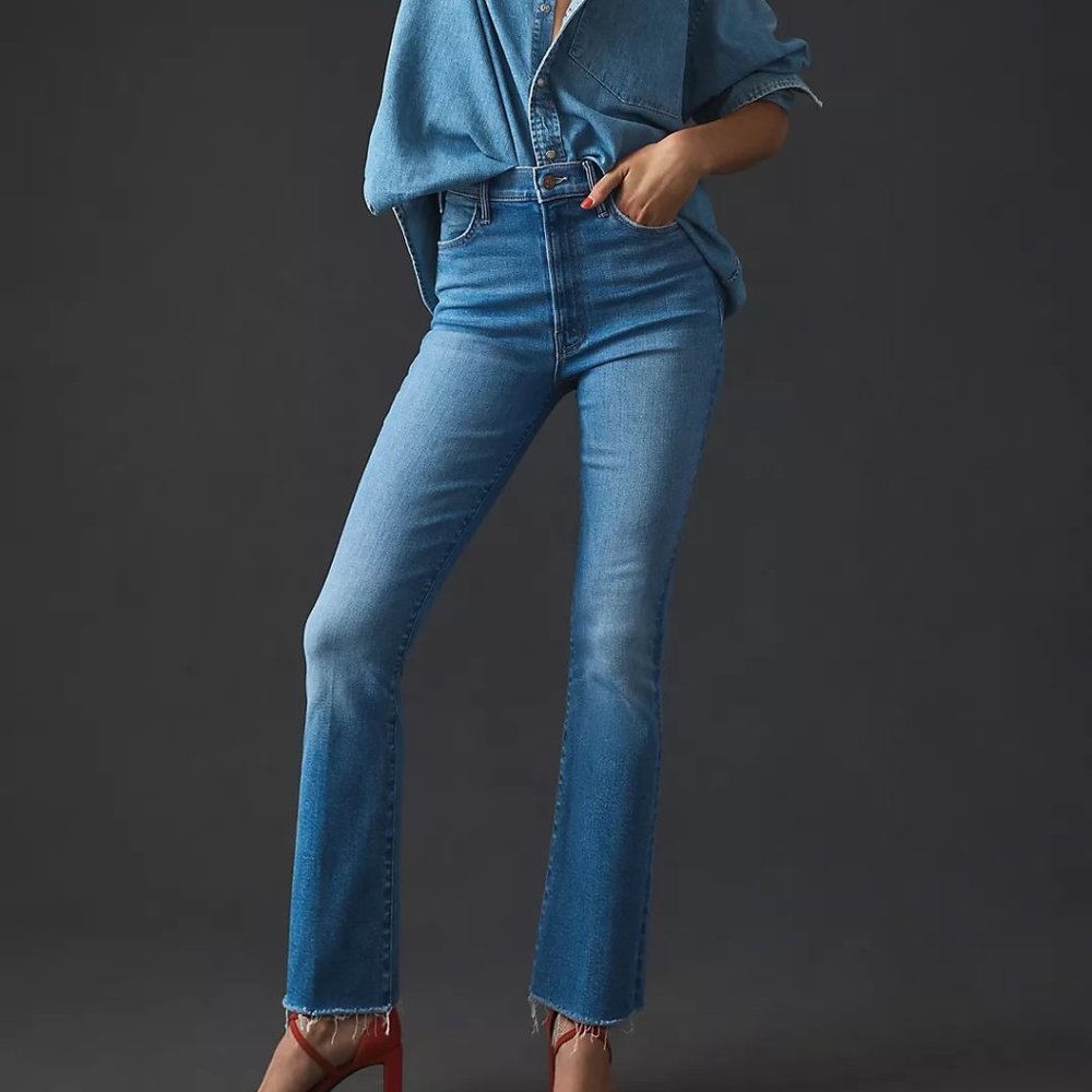 MOTHER The Hustler High-Rise Ankle Fray Jeans Layover